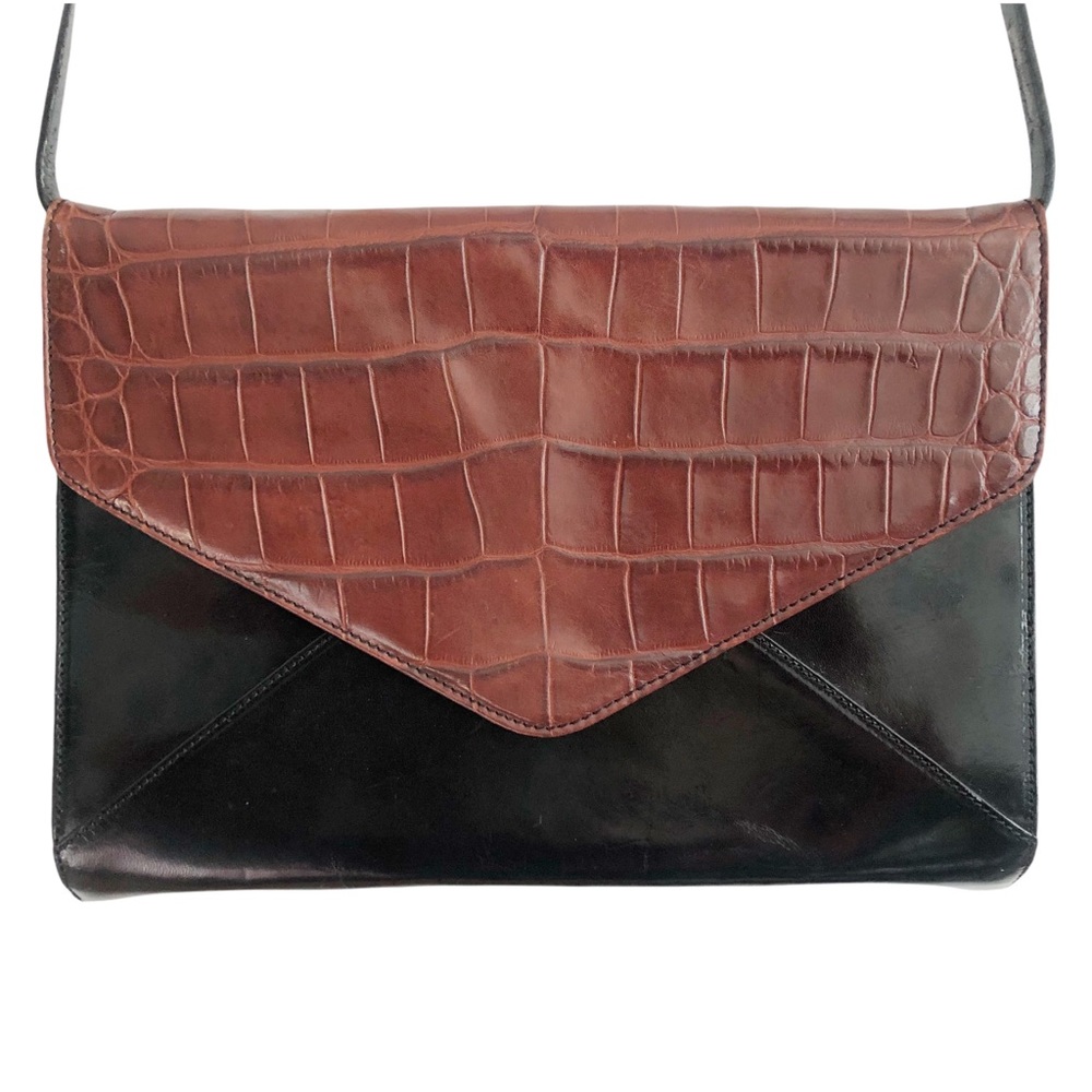Vintage Mateus Italian Handmade Leather Two Tone Envelope Shoulder Bag EC